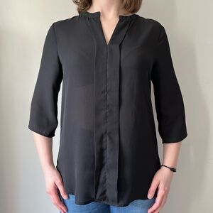 Monteau Black V-Neck Blouse, Size M